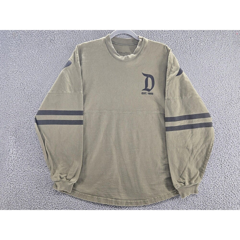 Disneyland Shirt Mens Medium Spirit Jersey Disney Parks Olive Green Long Sleeve
